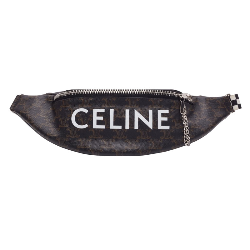 CELINE CELINE TRIOMPHE LOGO CANVAS BELT BAG BLACK