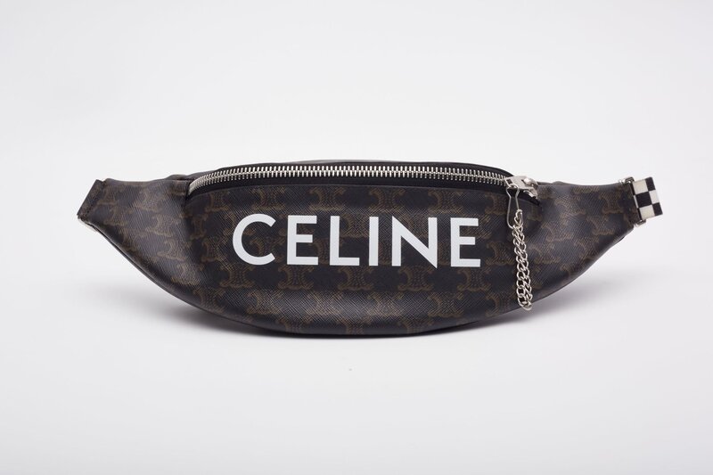 CELINE CELINE TRIOMPHE LOGO CANVAS BELT BAG BLACK