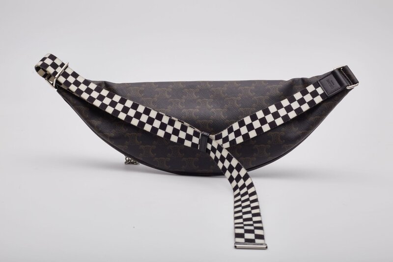 CELINE CELINE TRIOMPHE LOGO CANVAS BELT BAG BLACK