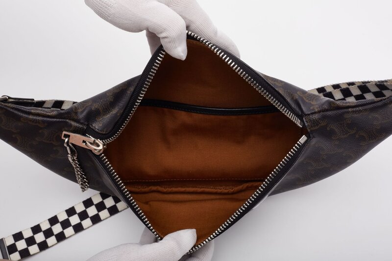 CELINE CELINE TRIOMPHE LOGO CANVAS BELT BAG BLACK