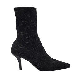 GUCCI GUCCI GG MONOGRAM KINT BLACK SOCK BOOT HEELS BLACK