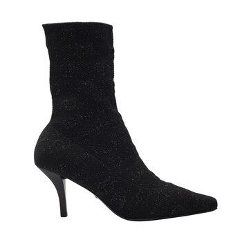 GUCCI GUCCI GG MONOGRAM KINT BLACK SOCK BOOT HEELS BLACK