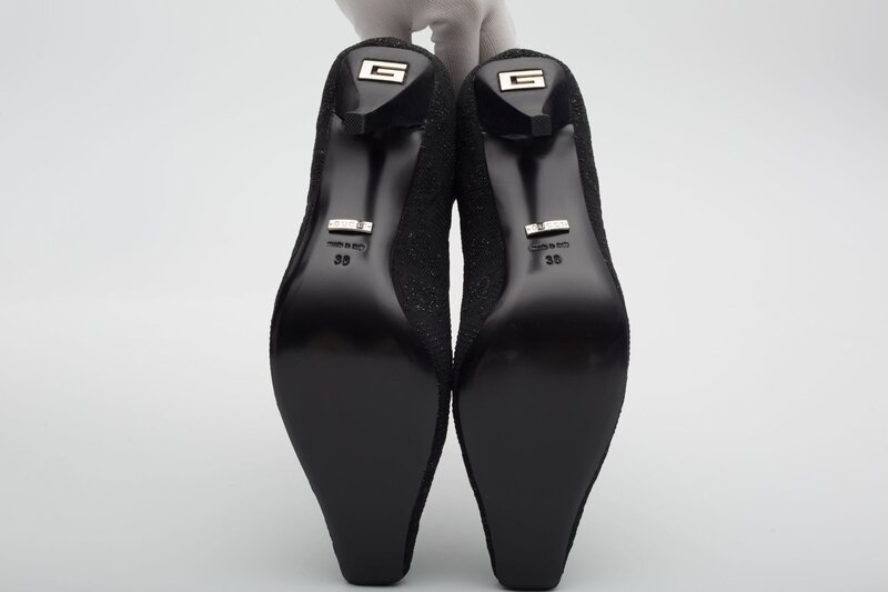 GUCCI GUCCI GG MONOGRAM KINT BLACK SOCK BOOT HEELS BLACK
