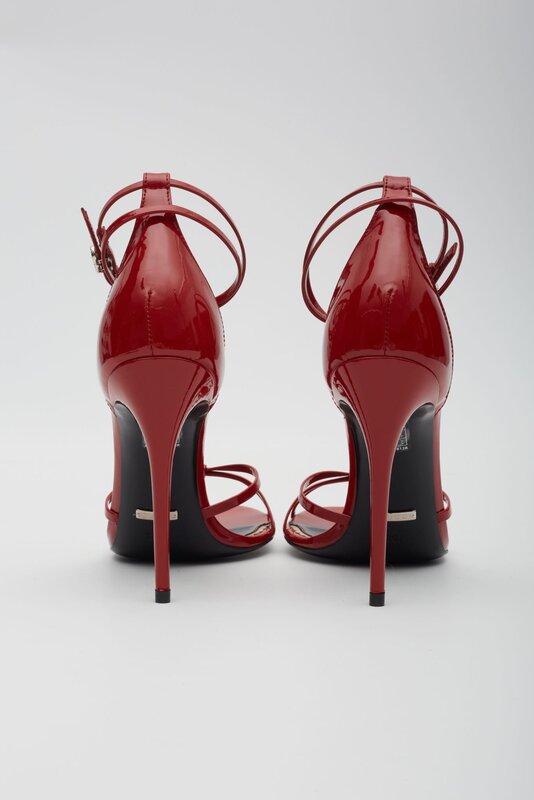 GUCCI GUCCI RED PATENT CRYSTAL BOW 100 HEELS