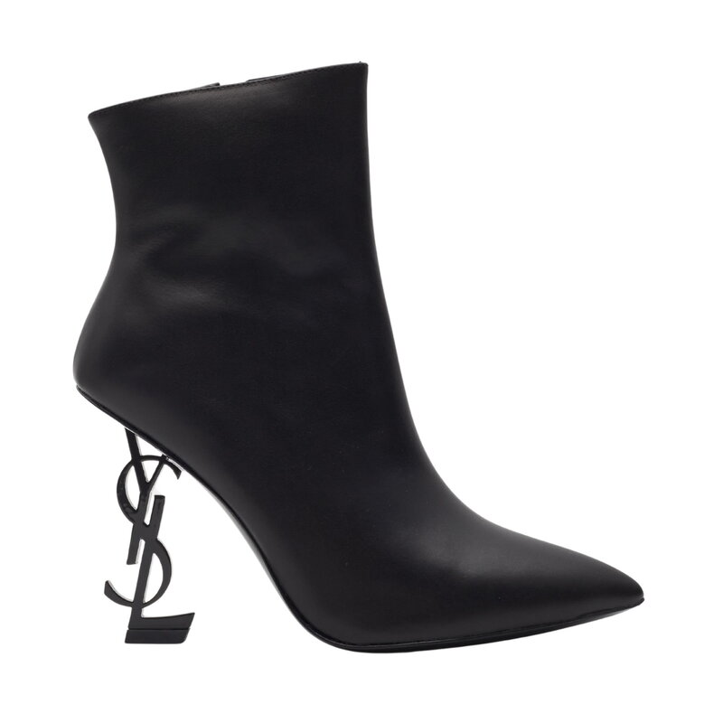 SAINT LAURENT SAINT LAURENT BLACK LEATHER OPYUM 85 ANKLE BOOTS