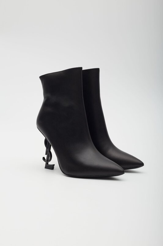 SAINT LAURENT SAINT LAURENT BLACK LEATHER OPYUM 85 ANKLE BOOTS