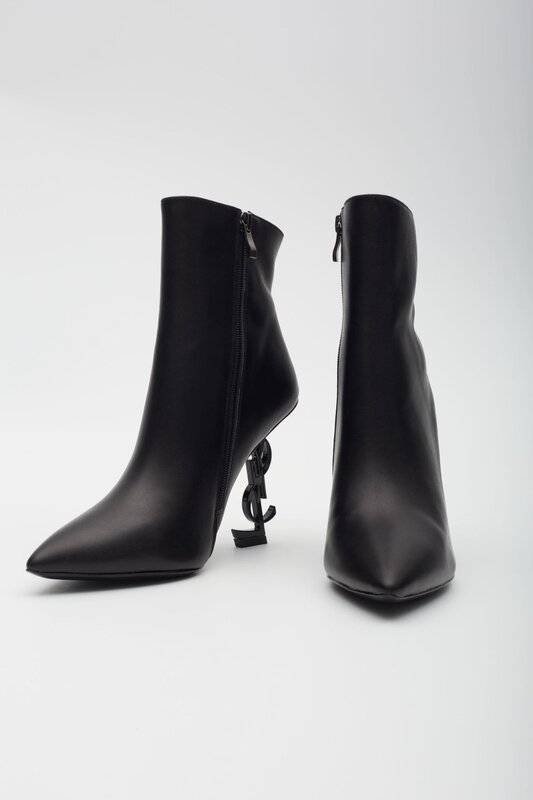 SAINT LAURENT SAINT LAURENT BLACK LEATHER OPYUM 85 ANKLE BOOTS