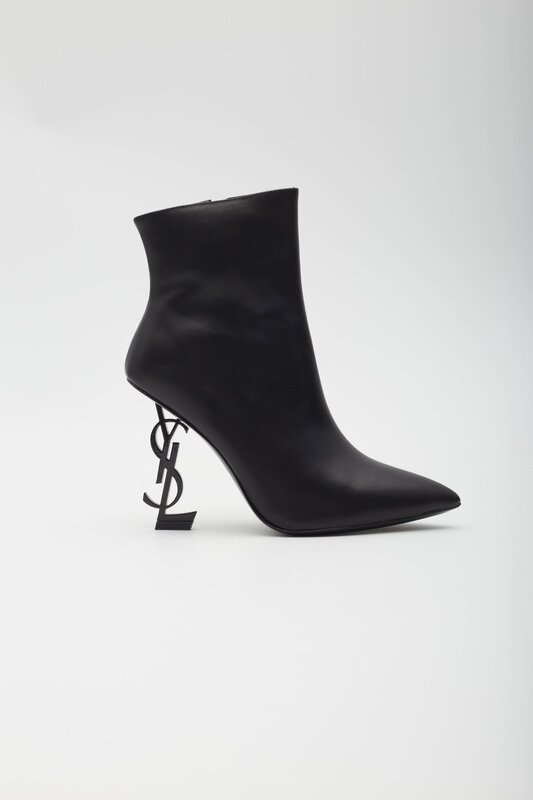 SAINT LAURENT SAINT LAURENT BLACK LEATHER OPYUM 85 ANKLE BOOTS