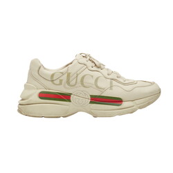 GUCCI GUCCI IVORY LEATHER RHYTON WEB SNEAKERS (US 9)