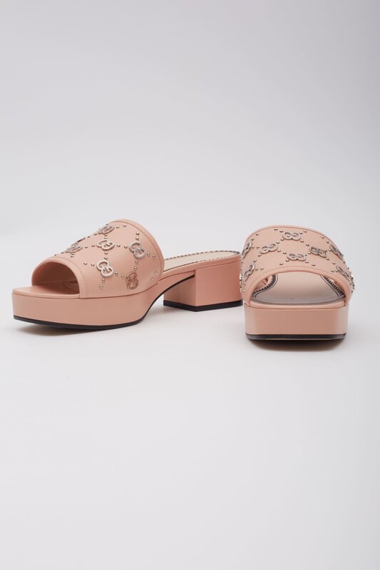 GUCCI GUCCI STUDS PERFECT PINK 40MM PLATFORM SANDALS