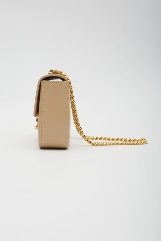 CELINE CELINE BEIGE CALFSKIN CHAIN TRIOMPHE SHOULDER BAG