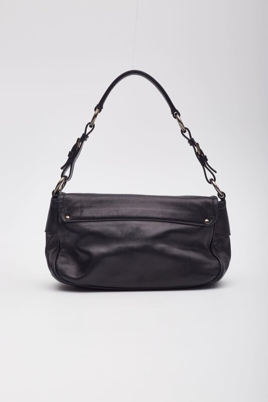 PRADA PRADA NAPPA LEATHER BLACK FLAP SHOULDER BAG