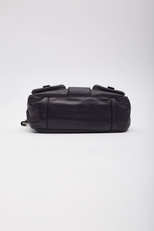 PRADA PRADA NAPPA LEATHER BLACK FLAP SHOULDER BAG