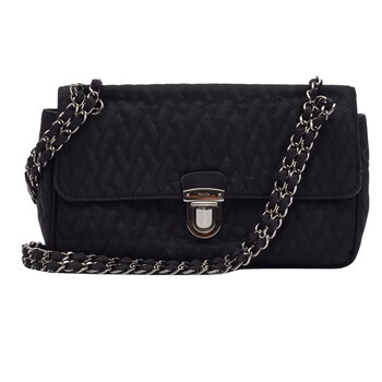 PRADA PRADA QUILTED SAFFRON & NYLON IMPUNTURE SHOULDER BAG BLACK