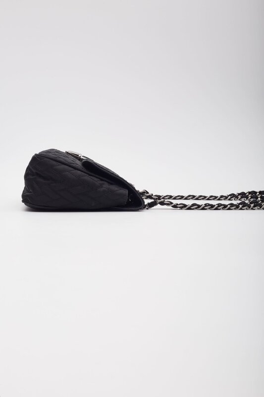 PRADA PRADA QUILTED SAFFRON & NYLON IMPUNTURE SHOULDER BAG BLACK