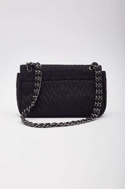 PRADA PRADA QUILTED SAFFRON & NYLON IMPUNTURE SHOULDER BAG BLACK