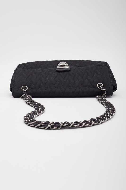 PRADA PRADA QUILTED SAFFRON & NYLON IMPUNTURE SHOULDER BAG BLACK
