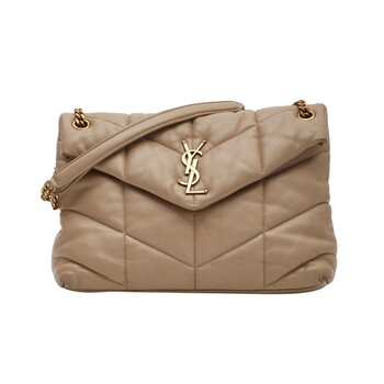 SAINT LAURENT SAINT LAURENT BEIGE LOULOU PUFFER SHOULDER BAG