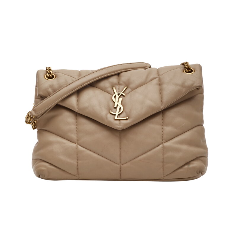 SAINT LAURENT SAINT LAURENT BEIGE LOULOU PUFFER SHOULDER BAG (PRE LOVED)