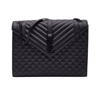 SAINT LAURENT SAINT LAURENT GRAIN DE POUDRE MIXED SATCHEL BLACK LARGE