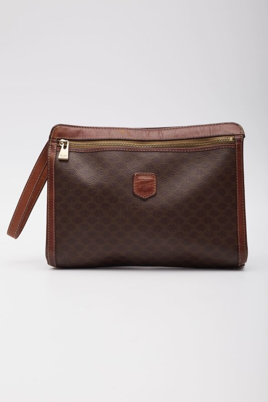 CELINE CELINE CANVAS MONOGRAM PORTFOLIO WRISTLET BAG