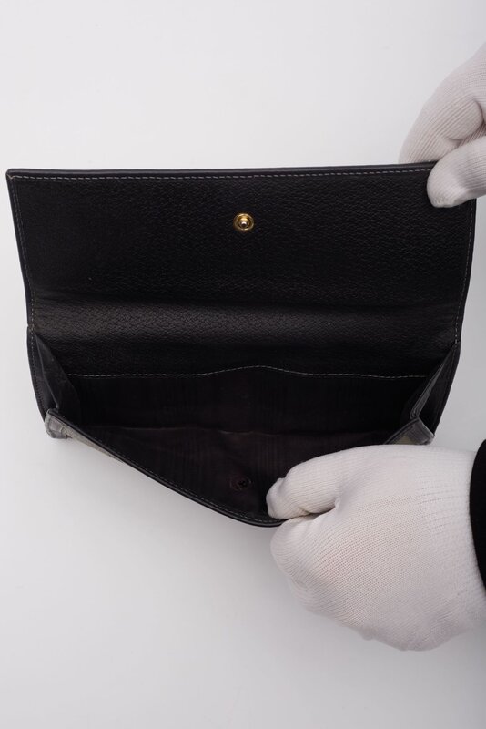 BURBERRY CANVAS CLASSIC CHECK BEIGE FLAP WALLET