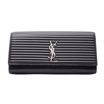 SAINT LAURENT SAINT LAURENT RIBBED CALFSKIN OPIUM MONOGRAM CLUTCH BLACK