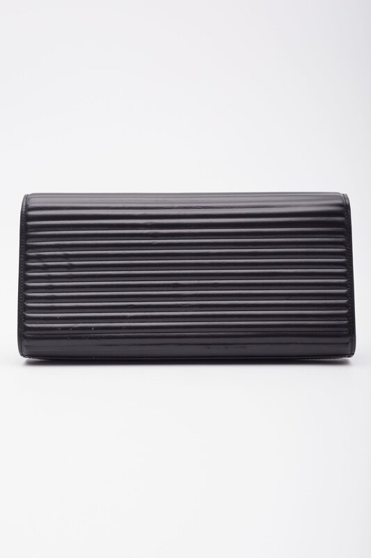 SAINT LAURENT SAINT LAURENT RIBBED CALFSKIN OPIUM MONOGRAM CLUTCH BLACK