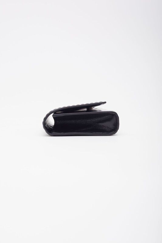 SAINT LAURENT SAINT LAURENT RIBBED CALFSKIN OPIUM MONOGRAM CLUTCH BLACK