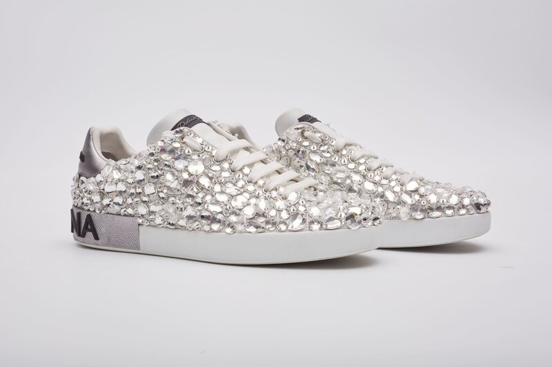 DOLCE AND GABBANA DOLCE & GABBANA PORTOFINO CRYSTAL SNEAKERS (US 10)