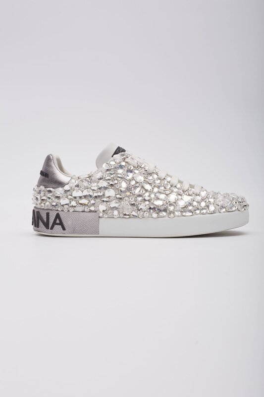 DOLCE AND GABBANA DOLCE & GABBANA PORTOFINO CRYSTAL SNEAKERS (US 10)