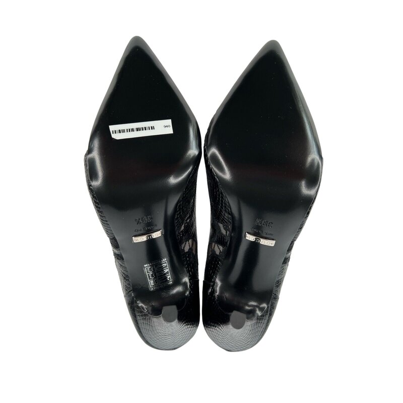 GUCCI GUCCI BLACK CALF PYTHON PRINT GG RHOMBUS HEELS (EU 36)