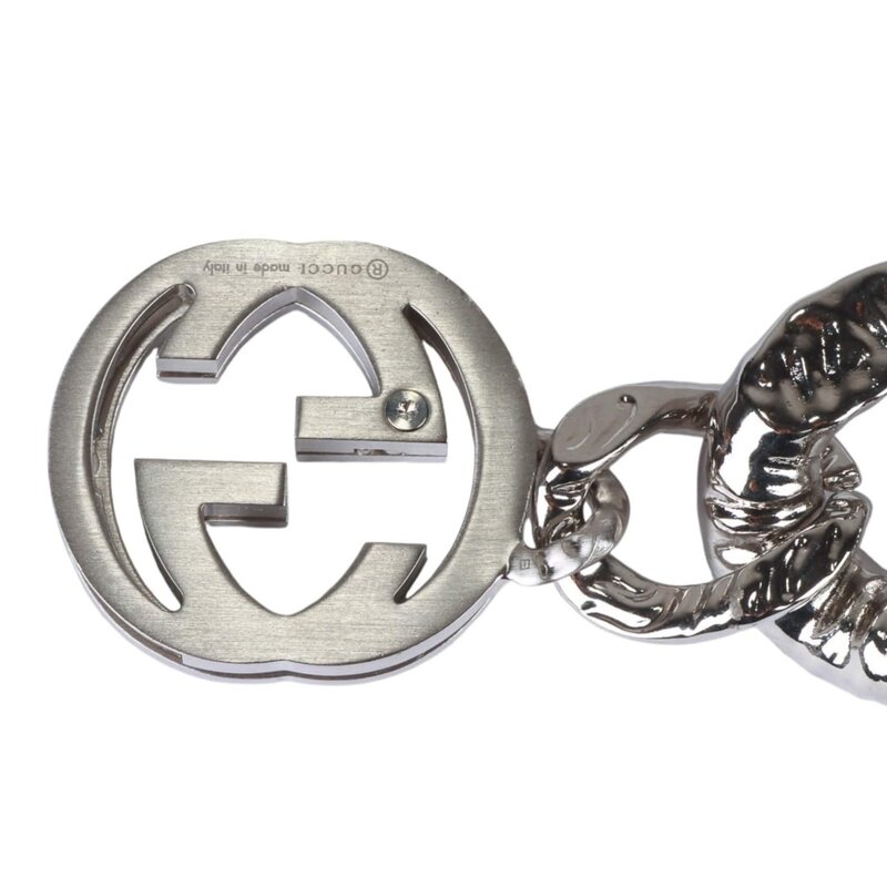 GUCCI GUCCI SILVER TEXTURED CURB CHAIN INTERLOCKING GG CHOKER