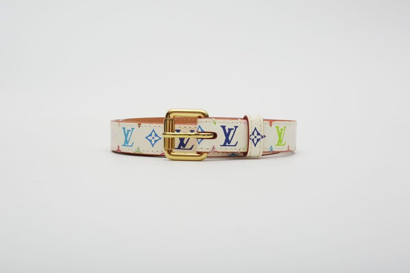 LOUIS VUITTON LOUIS VUITTON WHITE MULTICOLOR MONOGRAM SKINNY BELT (70/28)