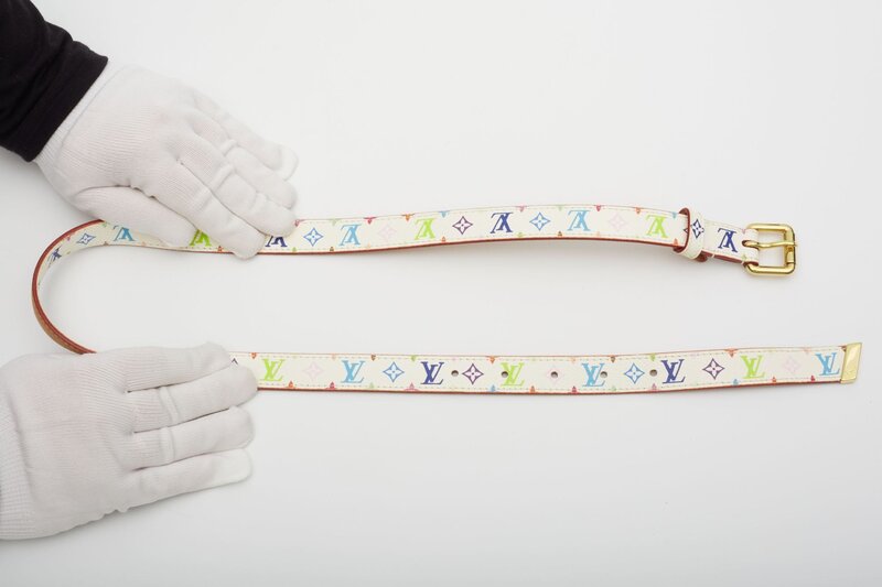 LOUIS VUITTON LOUIS VUITTON WHITE MULTICOLOR MONOGRAM SKINNY BELT (70/28)