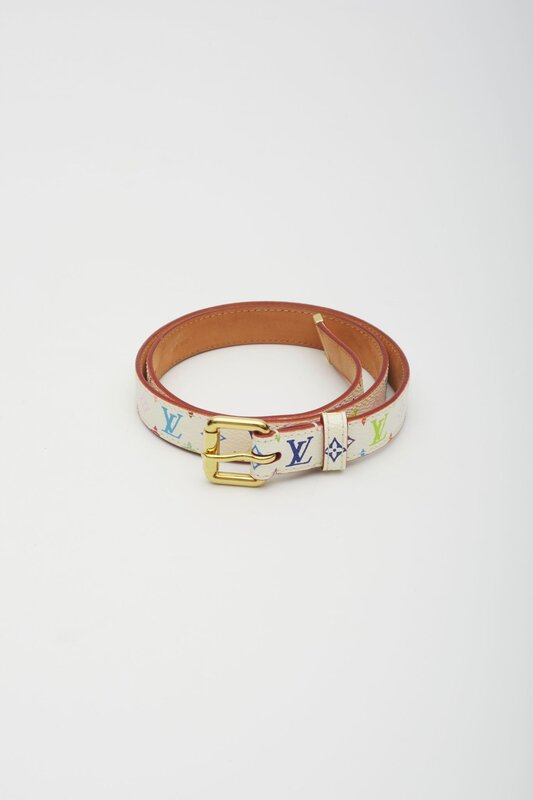 LOUIS VUITTON LOUIS VUITTON WHITE MULTICOLOR MONOGRAM SKINNY BELT (70/28)