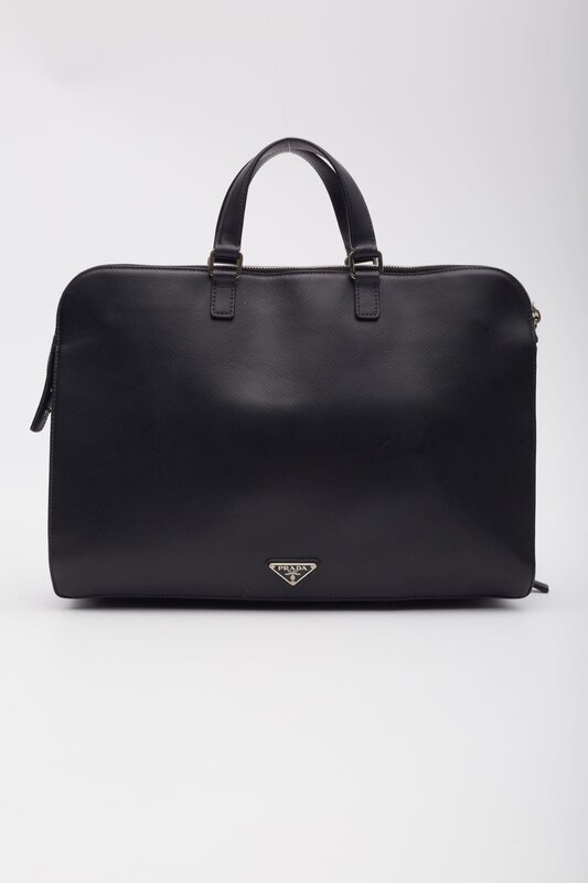 PRADA PRADA BLACK SAFFIANO BUSINESS BRIEFCASE BAG