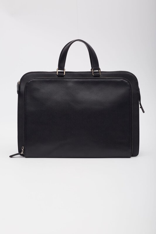PRADA PRADA BLACK SAFFIANO BUSINESS BRIEFCASE BAG