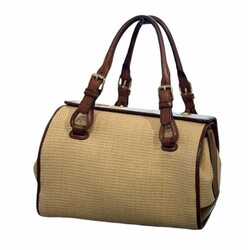 CELINE CELINE RAFFIA LEATHER DETAILED BEIGE BOSTON 30 HANDBAG