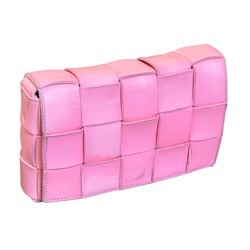 BOTTEGA VENETA BOTTEGA VENETA PINK LEATHER INTRECCIATO MAXI CASSETTE BAG