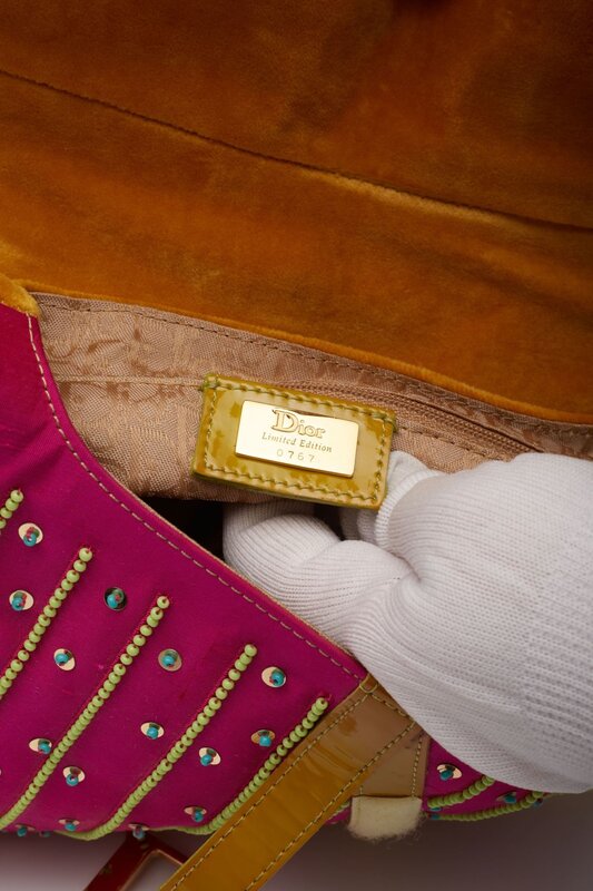 CHRISTIAN DIOR DIOR VELVET NYLON INDIENNE POM POM SADDLE BAG