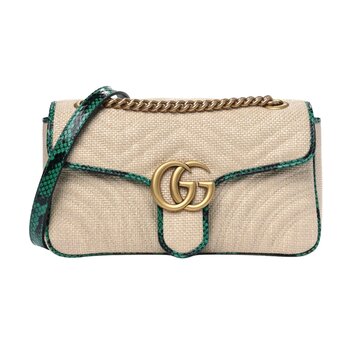 GUCCI GUCCI GG MARMONT RAFFIA MATELASSE SHOULDER BAG SMALL