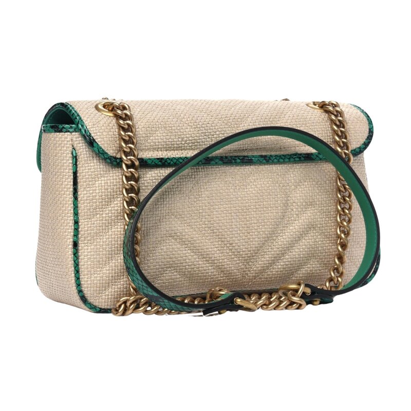 GUCCI GUCCI GG MARMONT RAFFIA MATELASSE SHOULDER BAG SMALL