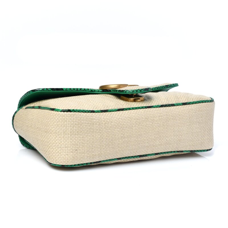 GUCCI GUCCI GG MARMONT RAFFIA MATELASSE SHOULDER BAG SMALL