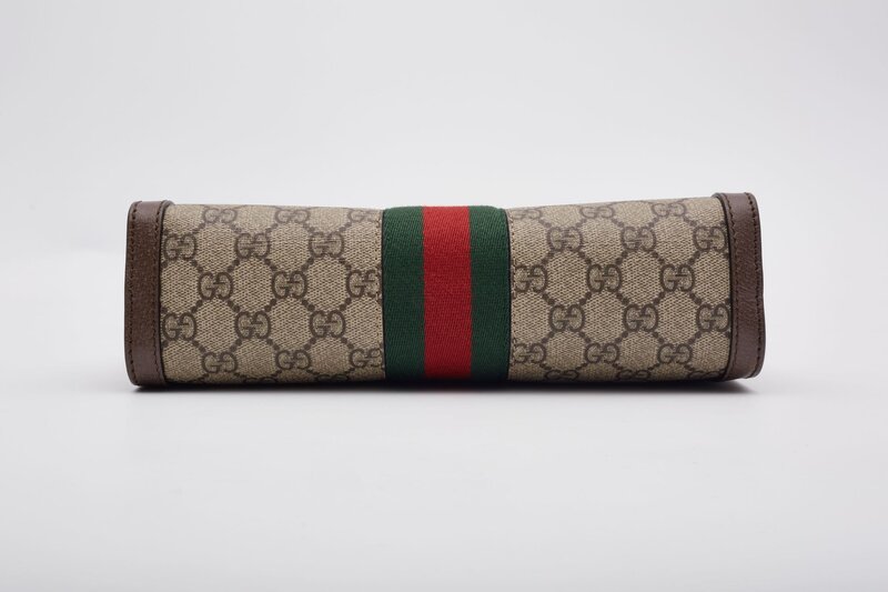 GUCCI GUCCI GG SUPREME MONOGRAM WEB OPHIDIA CHAIN SHOULDER EBONY SMALL