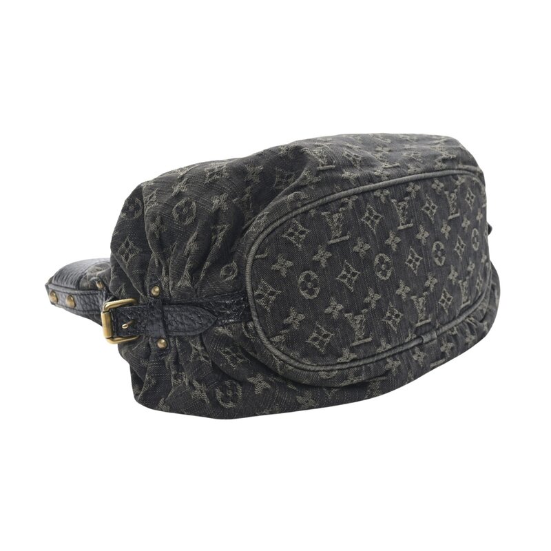 LOUIS VUITTON LOUIS VUITTON BLACK DENIM MAHINA SHOULDER BAG XS