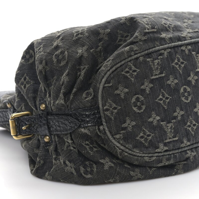LOUIS VUITTON LOUIS VUITTON BLACK DENIM MAHINA SHOULDER BAG XS