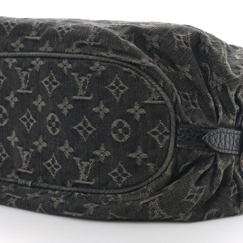 LOUIS VUITTON LOUIS VUITTON BLACK DENIM MAHINA SHOULDER BAG XS