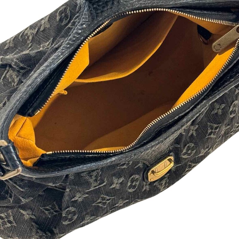 LOUIS VUITTON LOUIS VUITTON BLACK DENIM MAHINA SHOULDER BAG XS