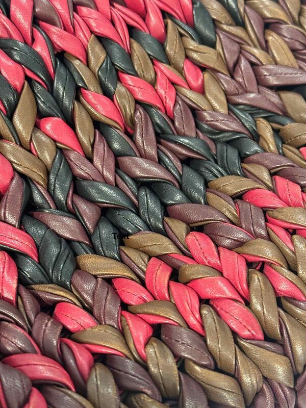 PRADA PRADA NAPPA LEATHER KNIT WOVEN SHOPPING BAG